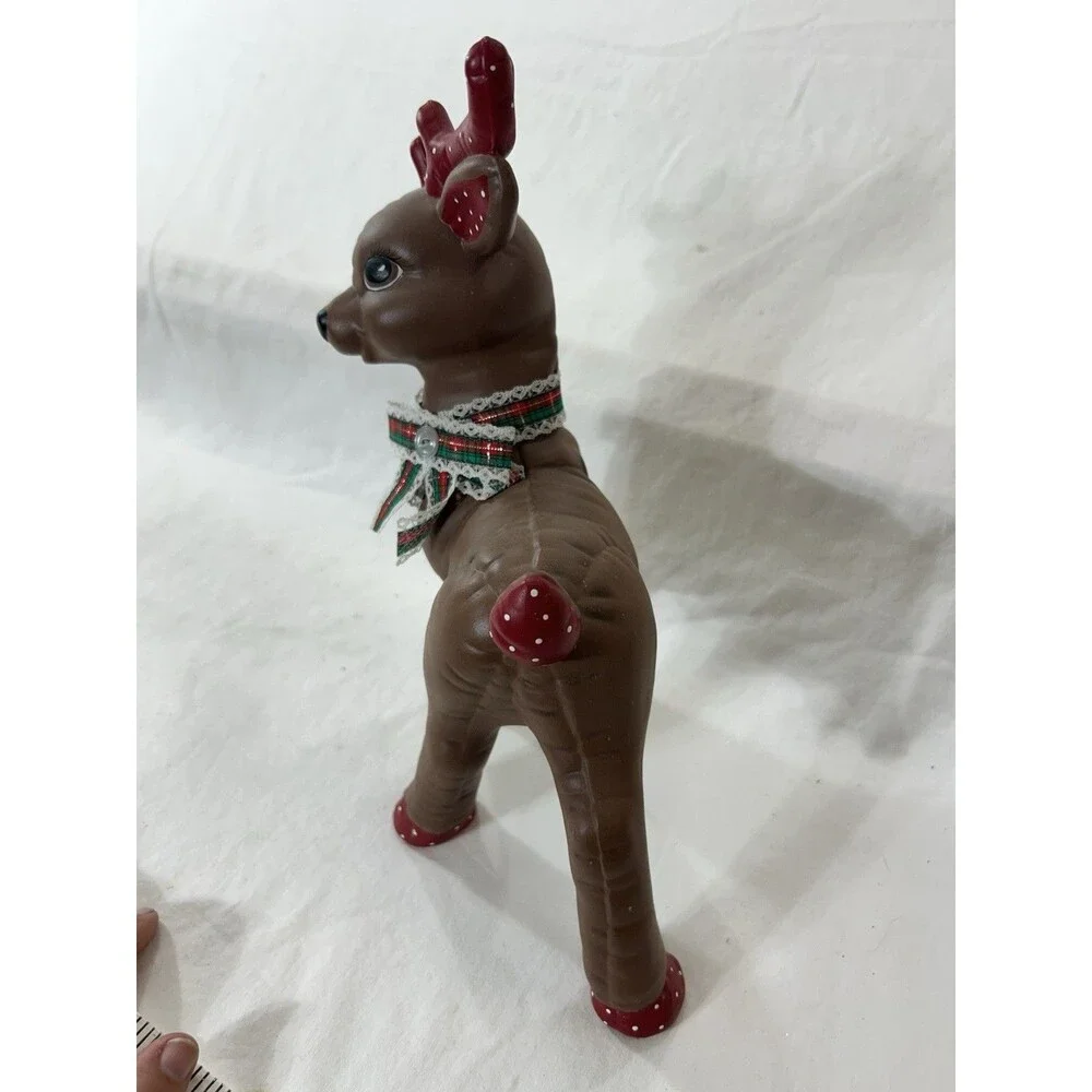 Vintage Kimple Ceramic Mold Christmas Reindeer Figurine Hand-Painted 10.5